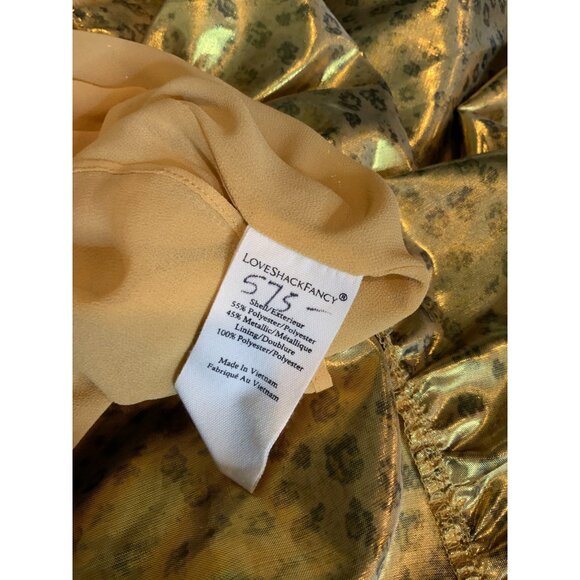 LoveShackFancy Zoya Dress Metallic Safari Gold Ruffle, Size 6, New! - Picture 8 of 8